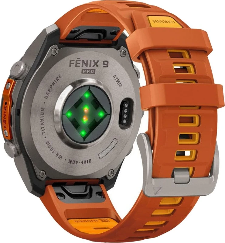 Смарт-часы Garmin Fenix 9 Pro 47mm Titanium with Autumn Orange/Spark Orange Silicone Band (010-04336-05/06) - Изображение 9