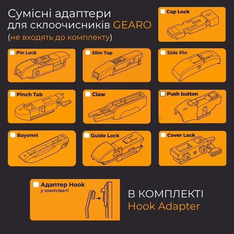 Щетка стеклоочистителя гибридная GEARO Hybrid Multi Clip 23"/580 мм (GE2323) - Зображення 3
