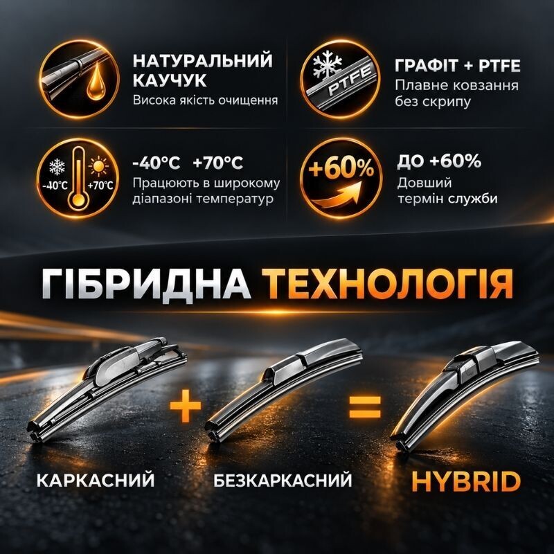 Щетка стеклоочистителя гибридная GEARO Hybrid Multi Clip 23"/580 мм (GE2323) - Зображення 2