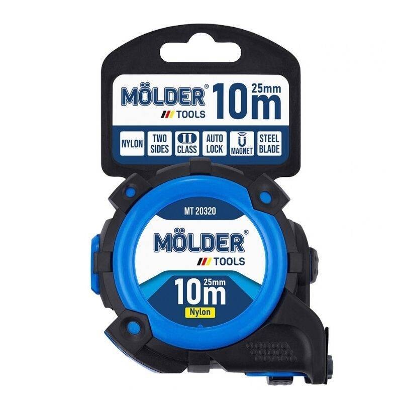 Рулетка Molder сталь, 2-стор. магнит, нейлон, автостоп, 2-стор. шкала, 10м, 25мм (6/48) (MT20320) - Зображення 7