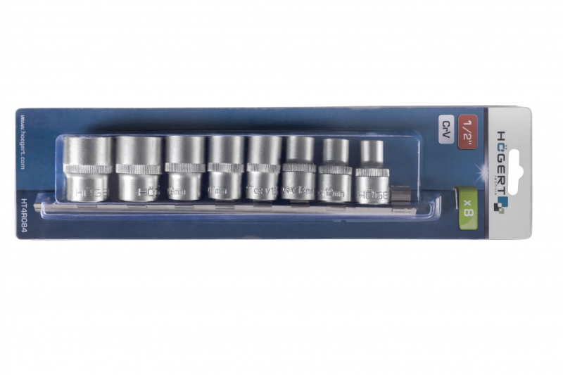 Набор головок 12-гранных 1/2" 8 ед. HOEGERT 1/2" (HT4R084) - Изображение 3