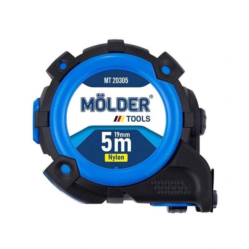 Рулетка Molder сталь, 2-стор. магнит, нейлон, автостоп, 2-стор. шкала, 5м, 19мм (12/120) (MT20305) - Зображення 1