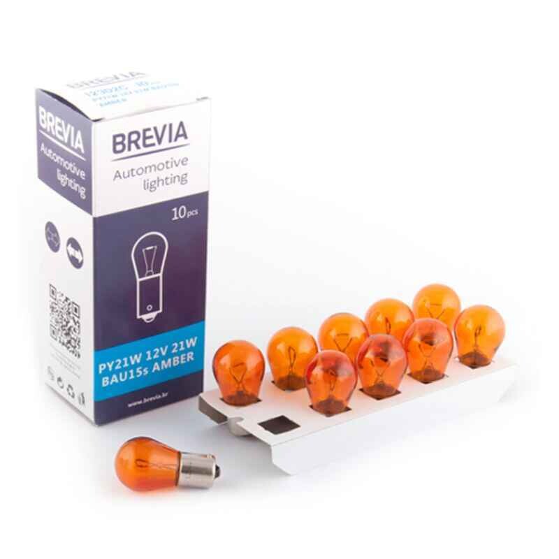 Лампы галогенные PY21W Brevia Amber 12V 10 штук (одна упаковка) (12302C)