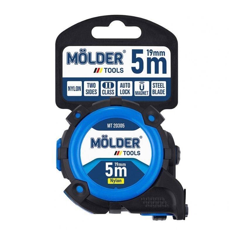Рулетка Molder сталь, 2-стор. магнит, нейлон, автостоп, 2-стор. шкала, 5м, 19мм (12/120) (MT20305) - Зображення 7