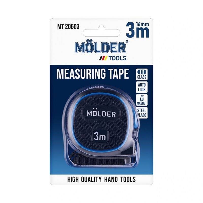 Рулетка Molder сталь, автостоп, магнитный держатель, 3м, 16мм (12/120) (MT20603) - Зображення 6