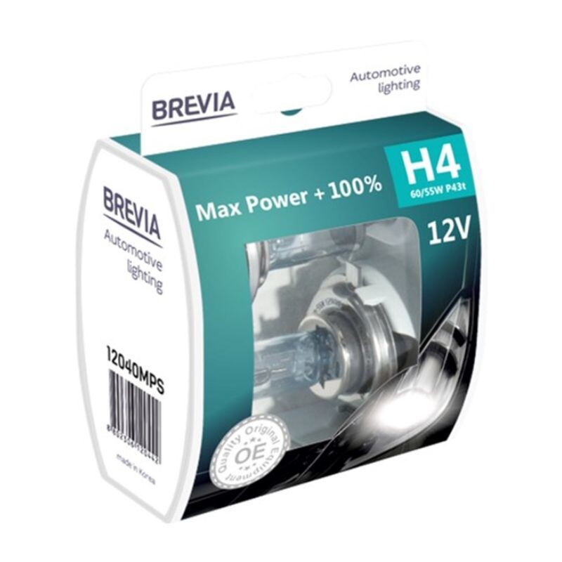 Галогенные автолампы H4 Brevia Max Power увеличенная яркость 100 процентов комплект 2 лампы (12040MPS) - Изображение 2