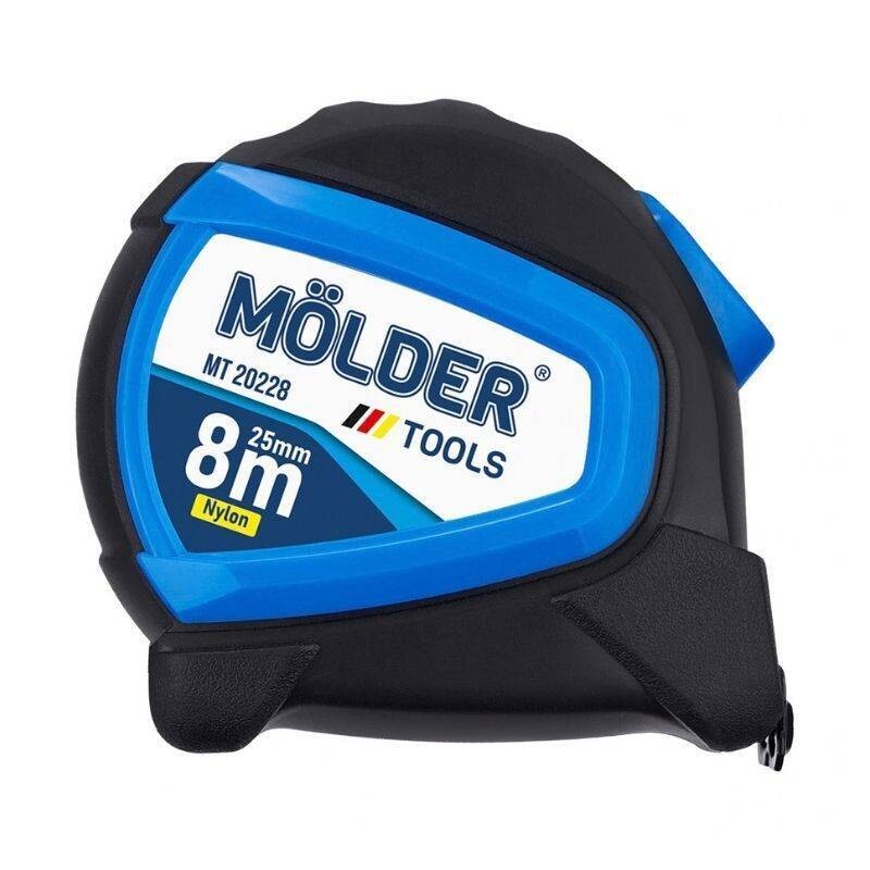 Рулетка Molder сталь, магнит, нейлон, автостоп, 8м, 25мм (6/60) (MT20228) - Зображення 1