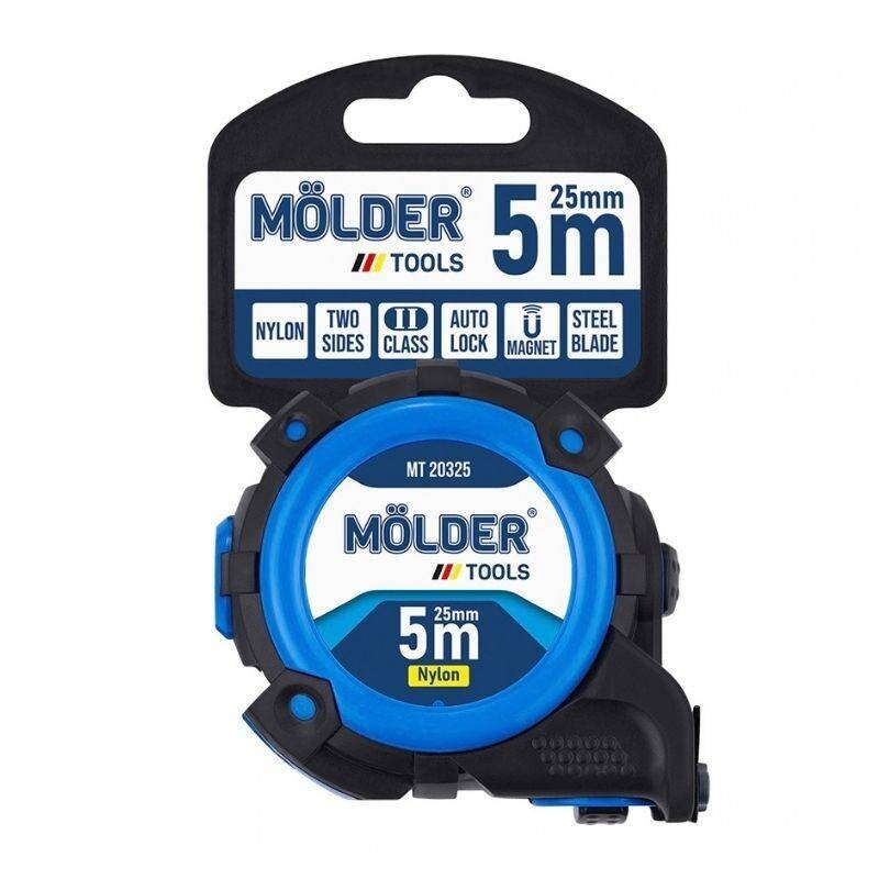 Рулетка Molder сталь, 2-стор. магнит, нейлон, автостоп, 2-стор. шкала, 5м, 25мм (6/96) (MT20325) - Изображение 7