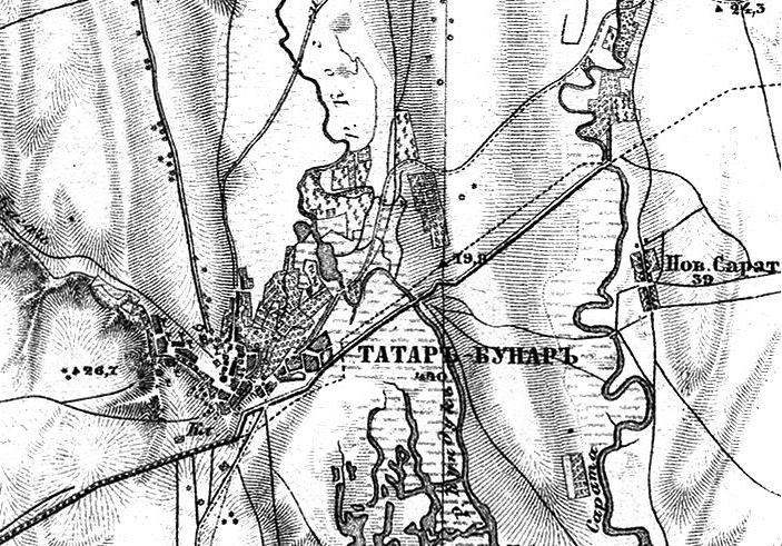 Татар-Бунар на карті Шуберта 1860-х років