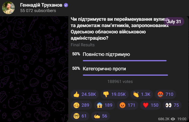 Скріншоти з Telegram-каналу Геннадія Труханова