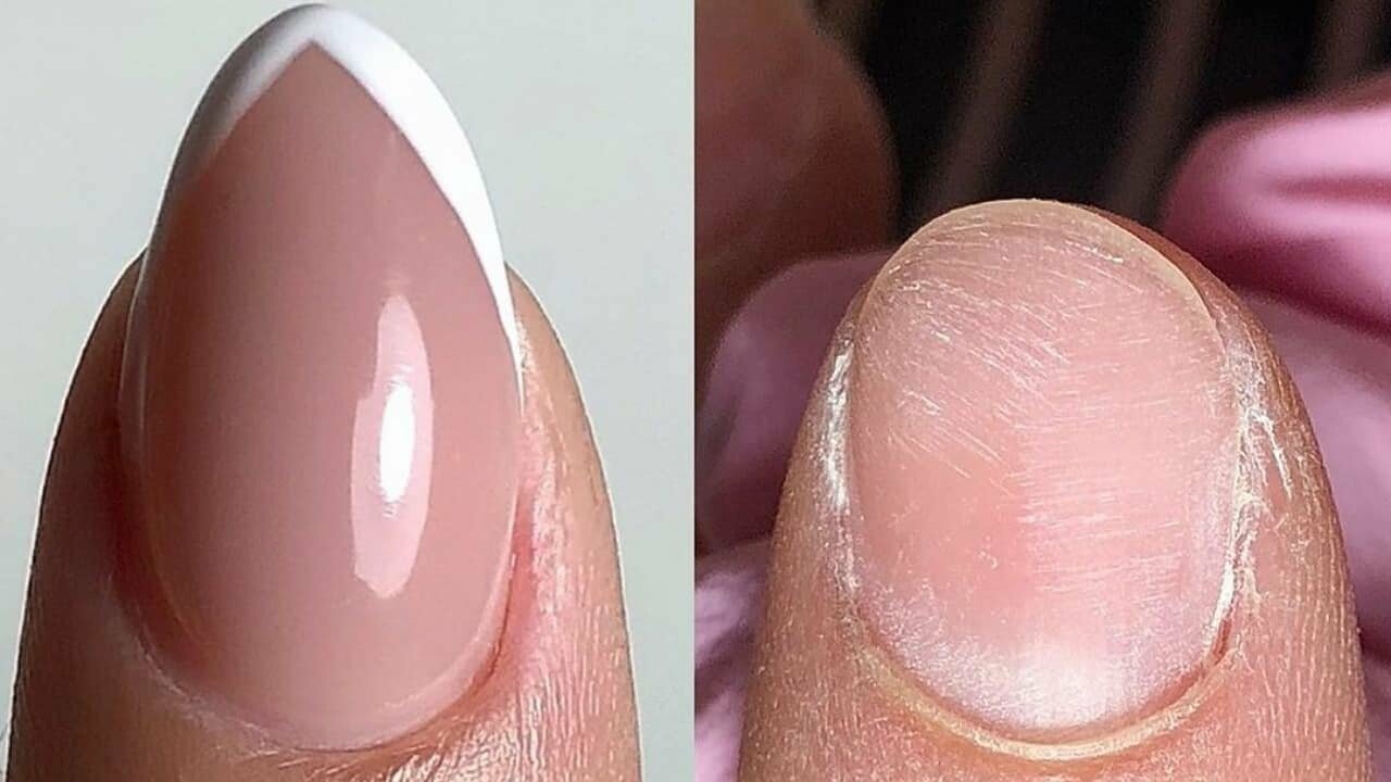 ногти до и после наращивания